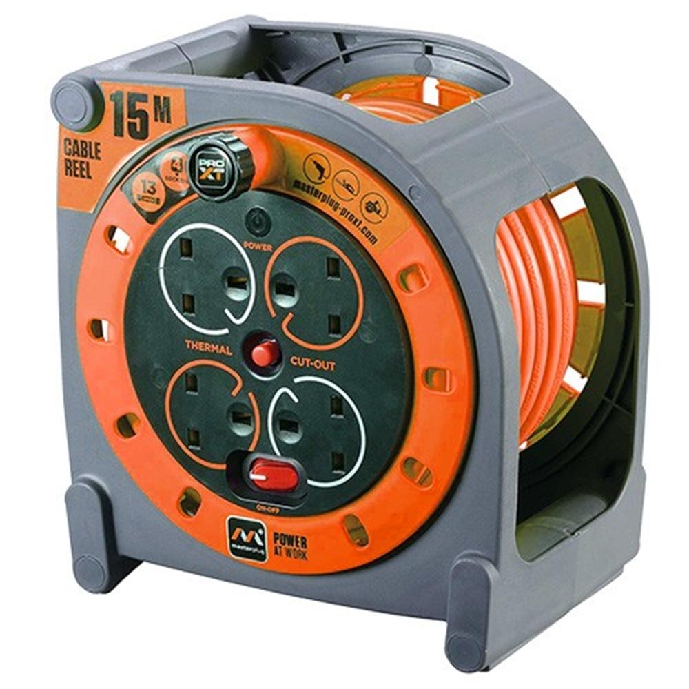 Masterplug HMU15134SL/O-PX Reel 15M 4Gang Work Extension Orange